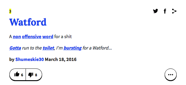 a definition of Watford on Urban Dictionary